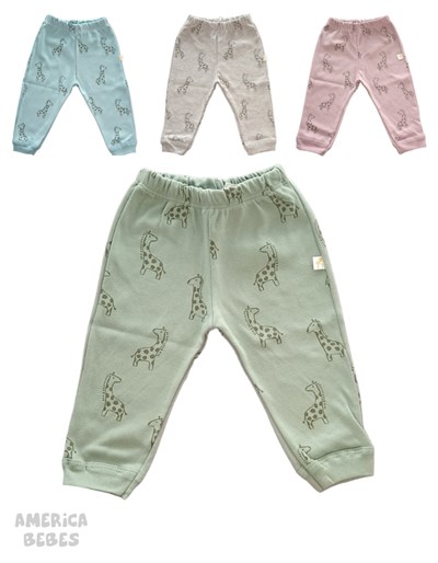 PANTALON CON PUÑO ALGODON PARA BEBE VARON ESTAMPADO VARIOS COLORES NARANJO