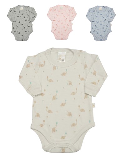 BODY FRANCES MANGA LARGA CON BROCHE ESTAMPADO. NARANJO