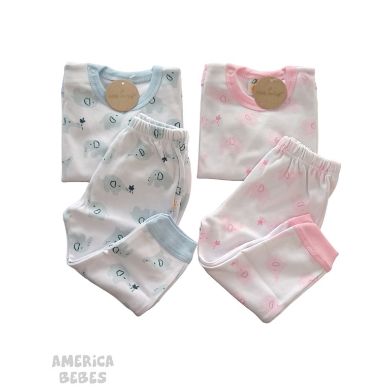 PIJAMA MANGA LARGA 2 PIEZAS PARA BEBA ESTAMPADO NARANJO