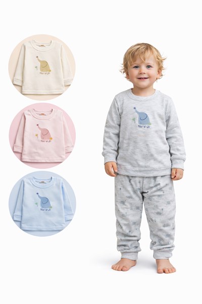 PIJAMA MANGA LARGA 2 PIEZAS PARA BEBA ESTAMPADO NARANJO