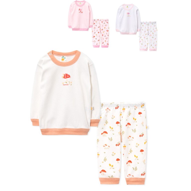 PIJAMA BEBE 2 PIEZAS, BUZO ESTAMPADO. NARANJO