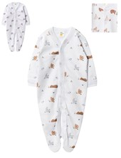 ENTERITO MANGA LARGA ESTAMPADO UNISEX CON PIE. COLORES SURTIDOS. NARANJO