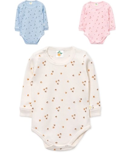 BODY MANGA LARGA BEBE ESTAMPADO COLORES SURTIDOS. NARANJO