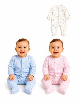 ENTERITO MORLEY CON PIE BEBE VARON ESTAMPADO. NARANJO