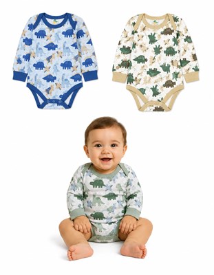 BODY MANGA LARGA PARA BEBES ESTAMPADO  NARANJO