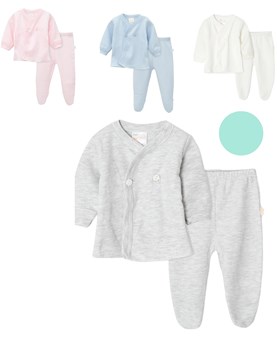Conjunto batita y medio osito Liso bebe. Colores surtidos. Naranjo.