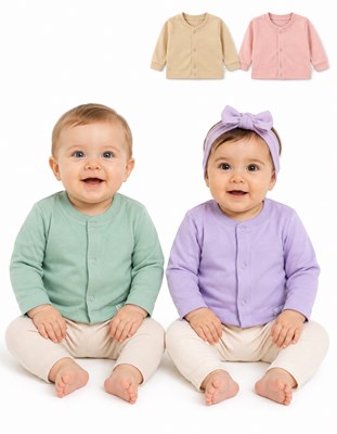 SAQUITO ALGODON MANGA LARGA PARA BEBES COLOR LISO UNISEX NARANJO