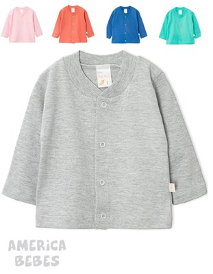 SAQUITO ALGODON MANGA LARGA PARA BEBES COLOR LISO UNISEX NARANJO