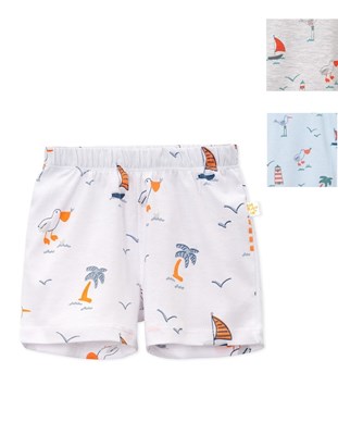 Short bebes rayado con estampa. Colores surtidos. Naranjo.