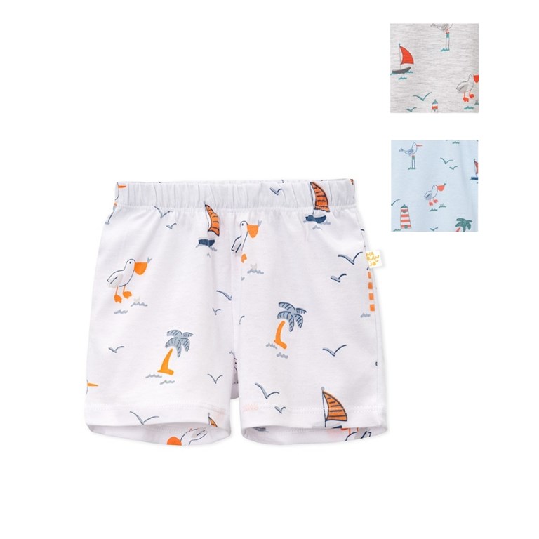 Short bebes rayado con estampa. Colores surtidos. Naranjo.