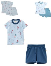 Pijama bb remera playa y short. Naranjo