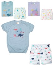 CONJUNTO PIJAMA  REMERA MANGA CORTA Y SHORT ESTAMPADOS FRUTAS NARANJO