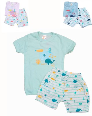 CONJUNTO PIJAMA  REMERA MANGA CORTA Y SHORT ESTAMPADOS FRUTAS NARANJO