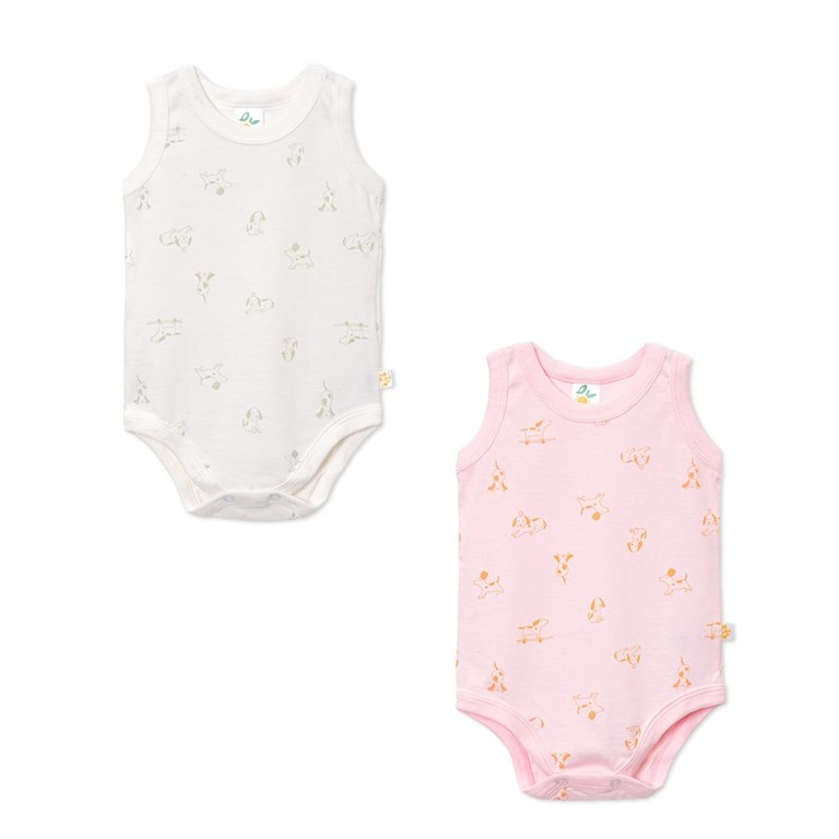 Body con Broche S/M Estampado NUBES Silvestre ANIMALITOS unisex. Colores surtidos. Naranjo.