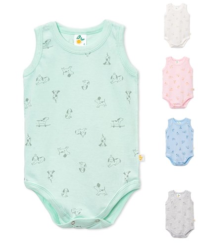 Body con Broche S/M Estampado NUBES Silvestre ANIMALITOS unisex. Colores surtidos. Naranjo.