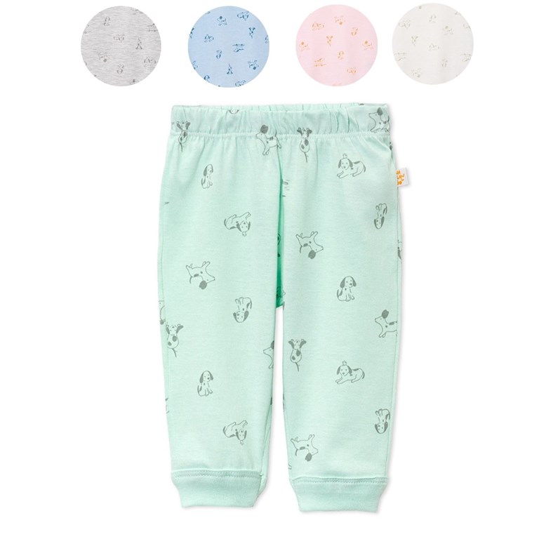 PANTALON ALGODON CON PUÑO PARA BEBES ESTAMPADO NUBES NARANJO