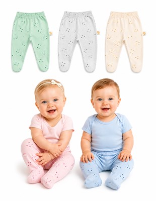 MEDIO OSITO ESTAMPADO NUBES ANIMALITOS HOJAS NARANJO