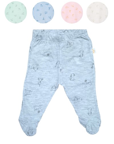 MEDIO OSITO ESTAMPADO NUBES ANIMALITOS HOJAS NARANJO