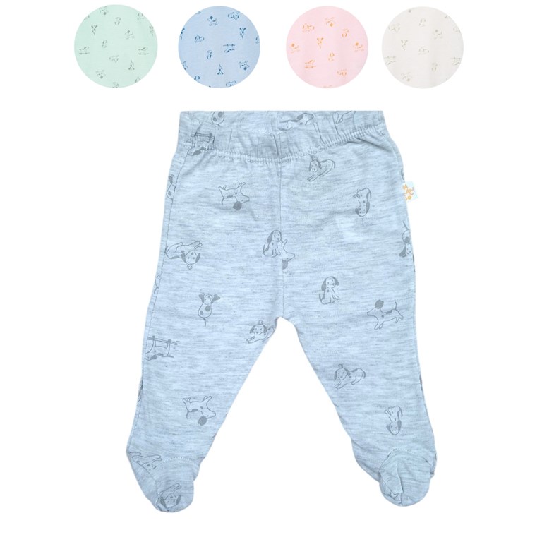 MEDIO OSITO ESTAMPADO NUBES ANIMALITOS HOJAS NARANJO