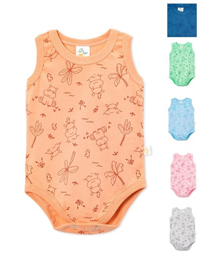 BODY SIN MANGA ESTAMPADO ANIMALITOS  NARANJO