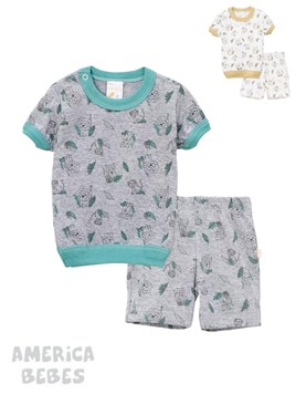 A2661 PIJAMA CORTO MANGA CORTA PARA BEBE NARANJO