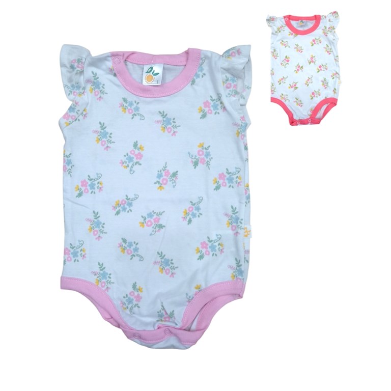 Body flores m/c c/frunce. Naranjo