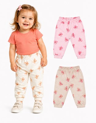 PANTALON PARA BEBA ESTAMPA MARIPOSAS. NARANJO