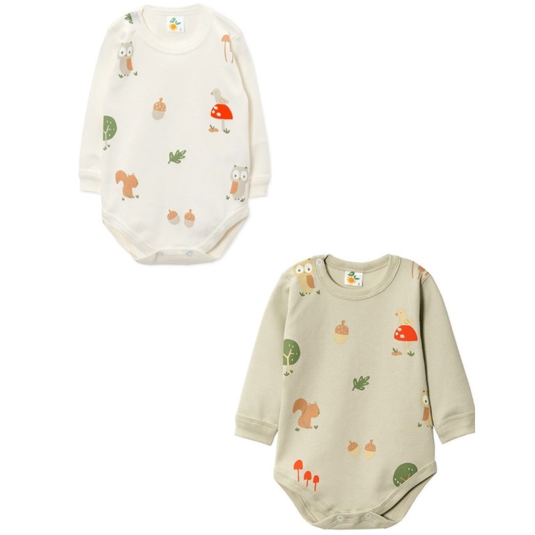 BODY MANGA LARGA PARA BEBE ESTAMPADO UNISEX VARIOS COLORES NARANJO