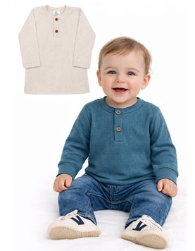 Remera bebe manga larga con boton.Naranjo