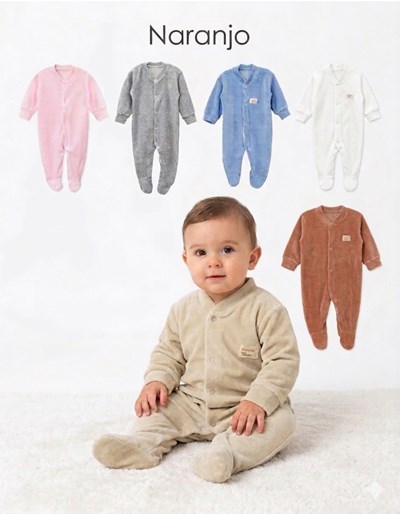 Enterito bebe plush. Liso Colores surtidos. Naranjo.