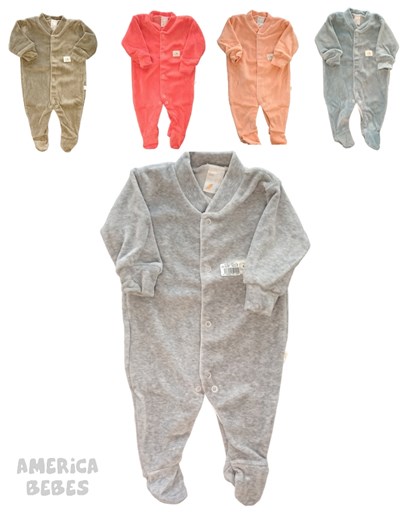ENTERITO LARGO CON PIE PLUSH LISO UNISEX NARANJO