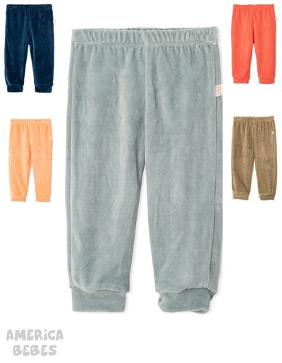 Pantalón bebe Plush Liso con bolsillo. Colores surtidos. Naranjo