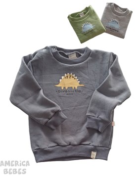 BUZO BEBE CUELLO REDONDO CON PUÑO NARANJO