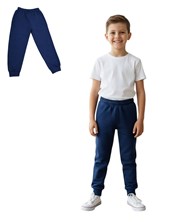 PANTALON AZUL DE JOGGING FRISA CON PUÑO NARANJO
