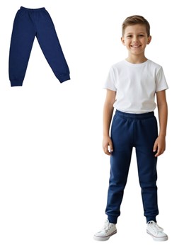 PANTALON AZUL DE JOGGING FRISA CON PUÑO NARANJO