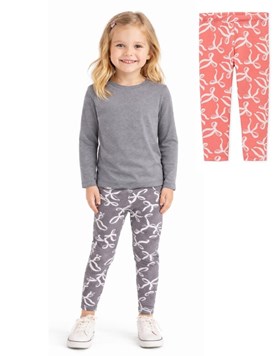 Calza nena estampada de algodon.Naranjo