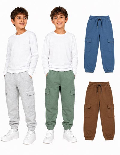 Pantalon frisa cargo.Naranjo