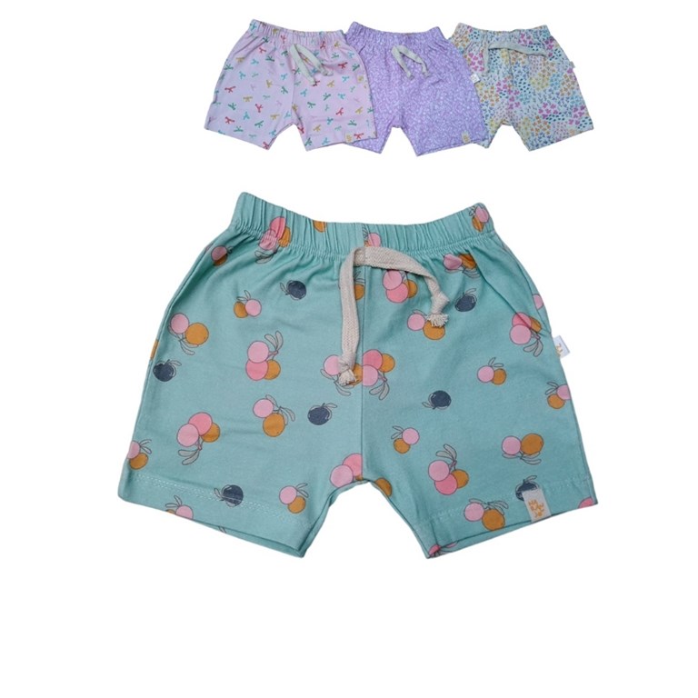 SHORT PARA BEBA ALGODONY LYCRA ESTAMPADO NARANJO