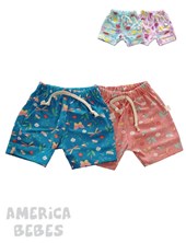 A5012 SHORT PARA BEBA ALGODONY LYCRA ESTAMPADO NARANJO