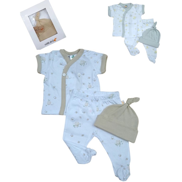 AJUAR BATITA  MEDIO OSITO  Y GORRITO. NARANJO