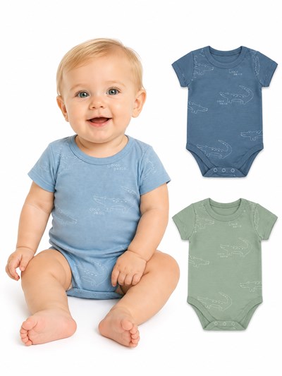 BODY PARA BEBE MANGA CORTA ALGODON CON FULL ESTAMPA JIRAFA NARANJO
