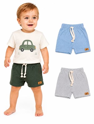 SHORT PARA BEBE EN WAFFLE CON CORDÓN. NARANJO