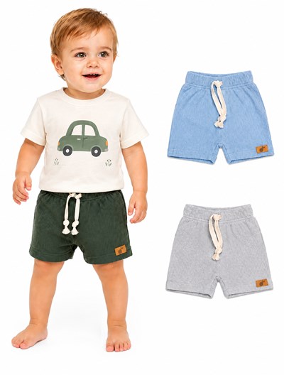 SHORT PARA BEBE EN WAFFLE CON CORDÓN. NARANJO