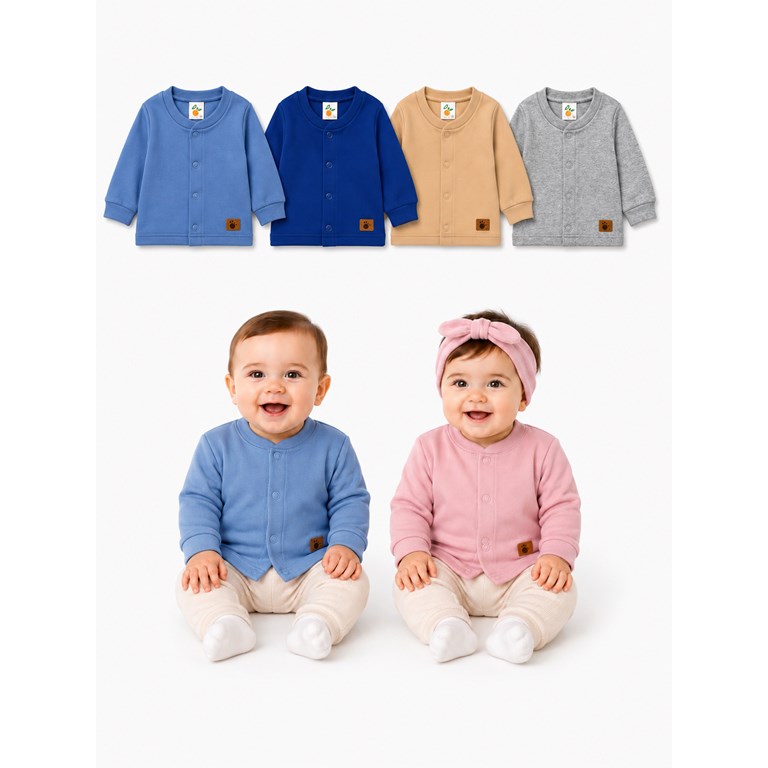Saquito rustico con broche bebe mini. NARANJO