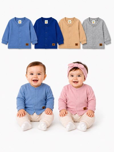 Saquito rustico con broche bebe mini. NARANJO