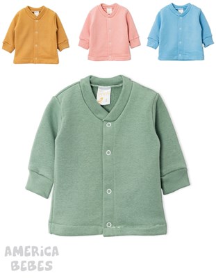 Saquito rustico con broche bebe mini. NARANJO