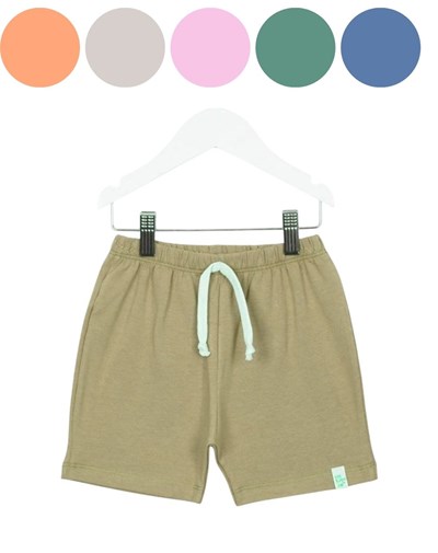 SHORT BEBE LISO ALGODON RUSTICO CON CORDON NARANJO