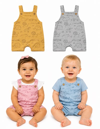 Jardinero rustico estampado bebe mini. Naranjo