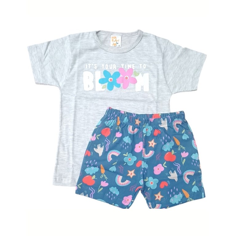 conjunto remera manga corta y short de algodon naranjo