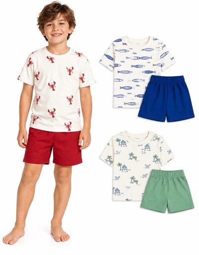 conjunto remera mc y short naranjo